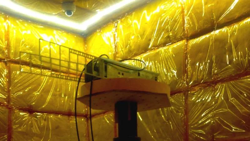 testing of satellite antennas and radio lines in an anechoic chamber